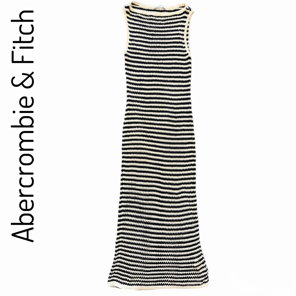 Abercrombie & Fitch Black and White Striped Maxi Dress